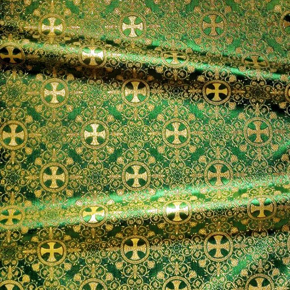 Brocade (Greek Cross) for vestment green Brocade (Greek Cross) for vestment green