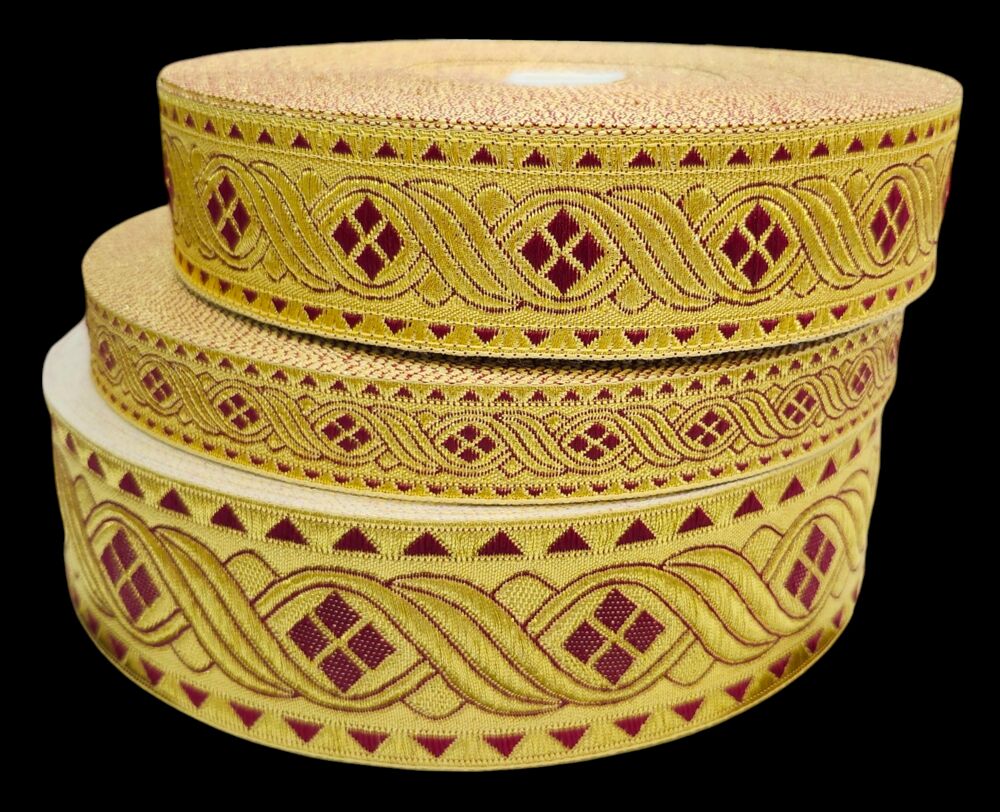 Галун бордовый с золотом «Мира»