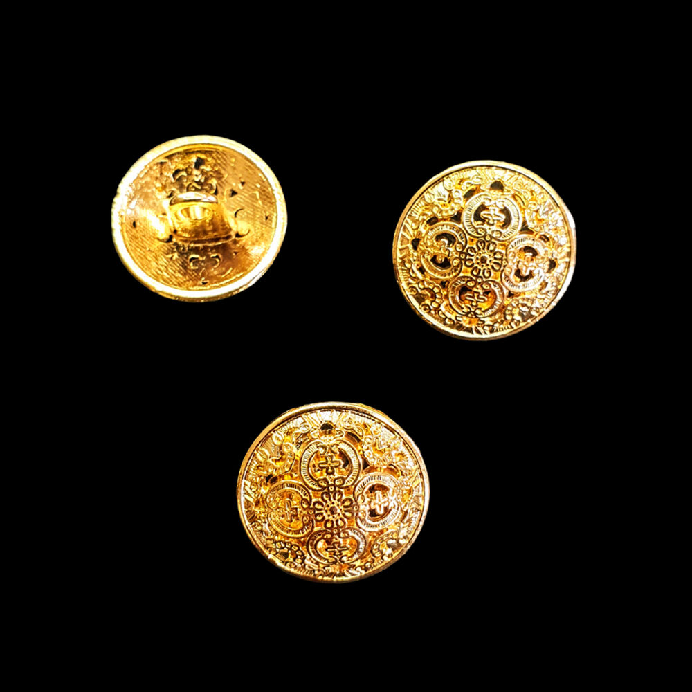 Metal button for vestments