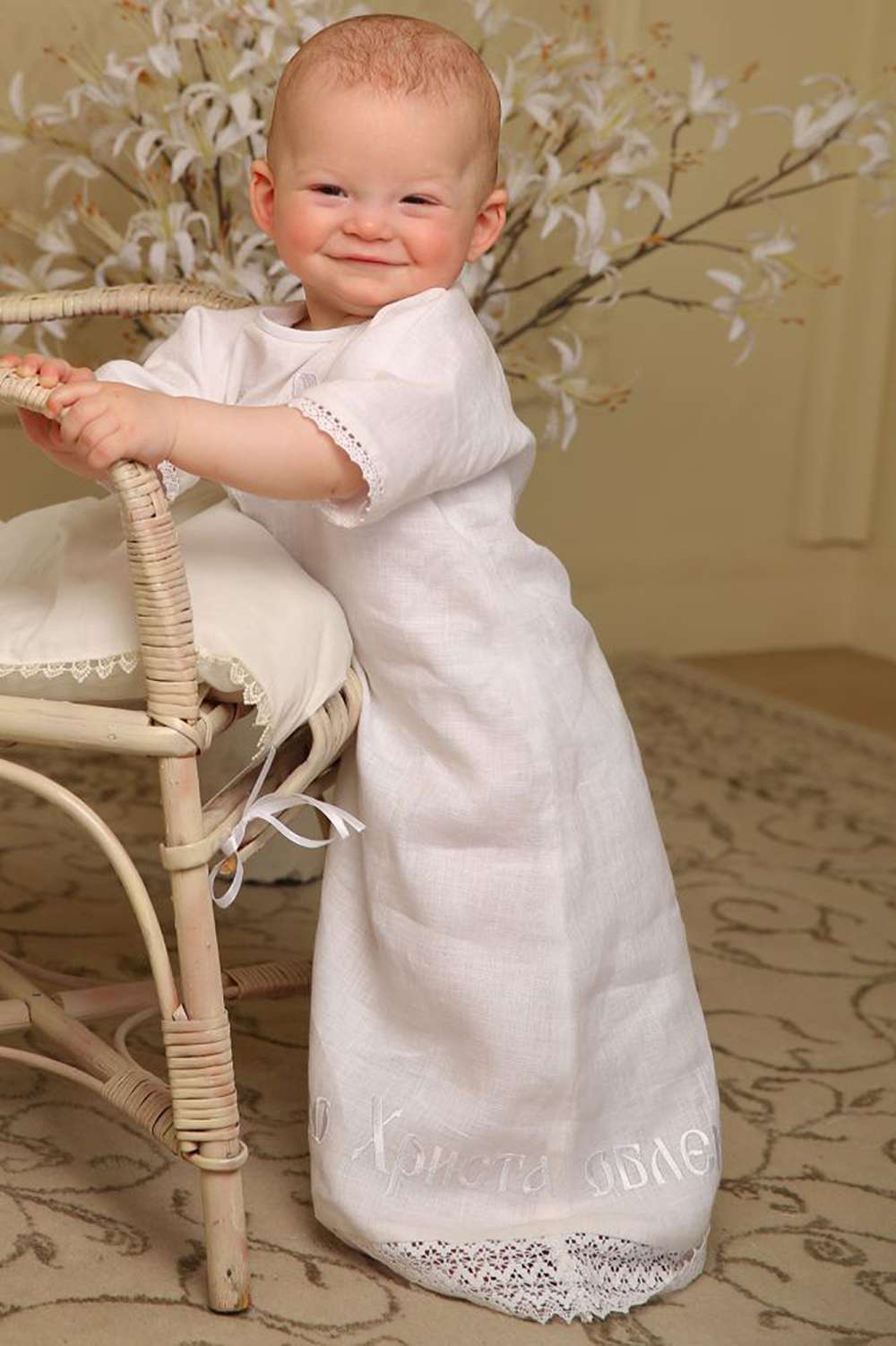 Рубашка льняная с вышивкой «Елицы во Христа...» Рубашка льняная с вышивкой «Елицы во Христа...»