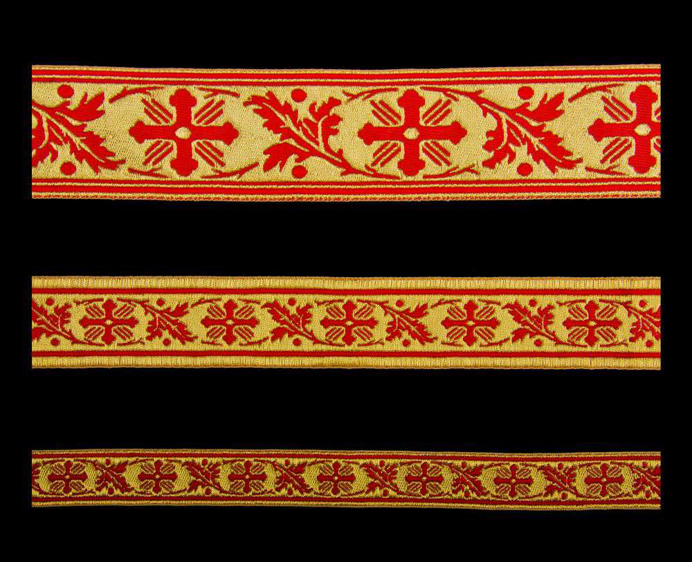 Галун «Виноградна лоза» червоний з золотом Галун «Виноградна лоза» червоний з золотом